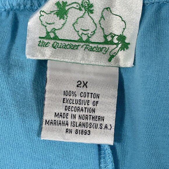 Quacker Factory Skirt Womens Size 2X Blue Embroidered Floral Blue Rear Split Hem - Picture 3 of 9